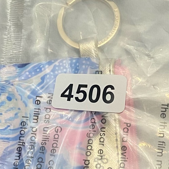 Lilly Pulitzer card and ID key ring holder zipper pouch pink blue 4506 - Picture 8 of 8